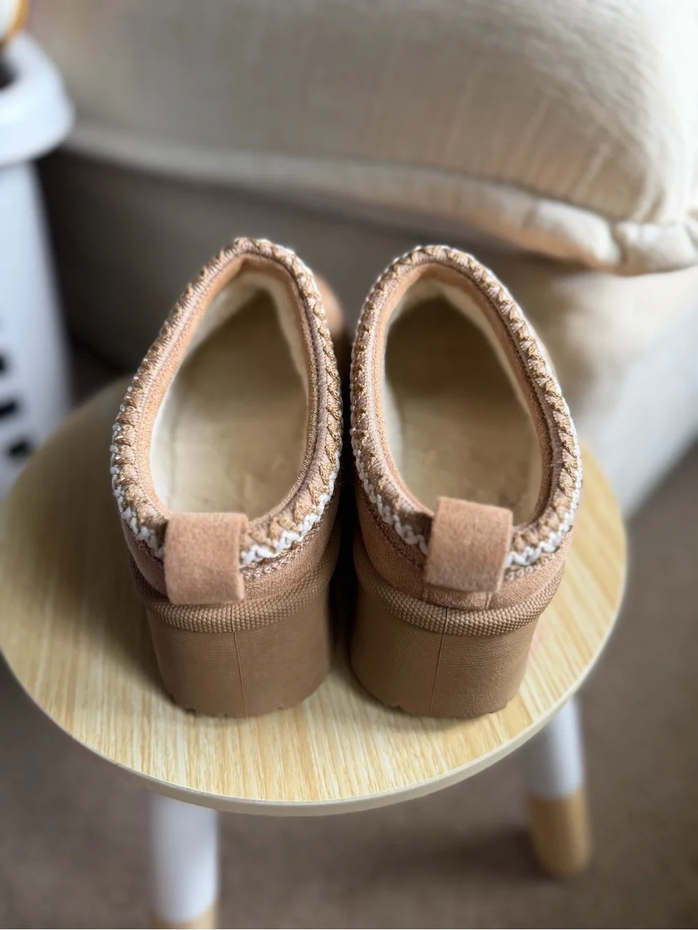 Cozy Suede Slip-On Mules in Light Brown